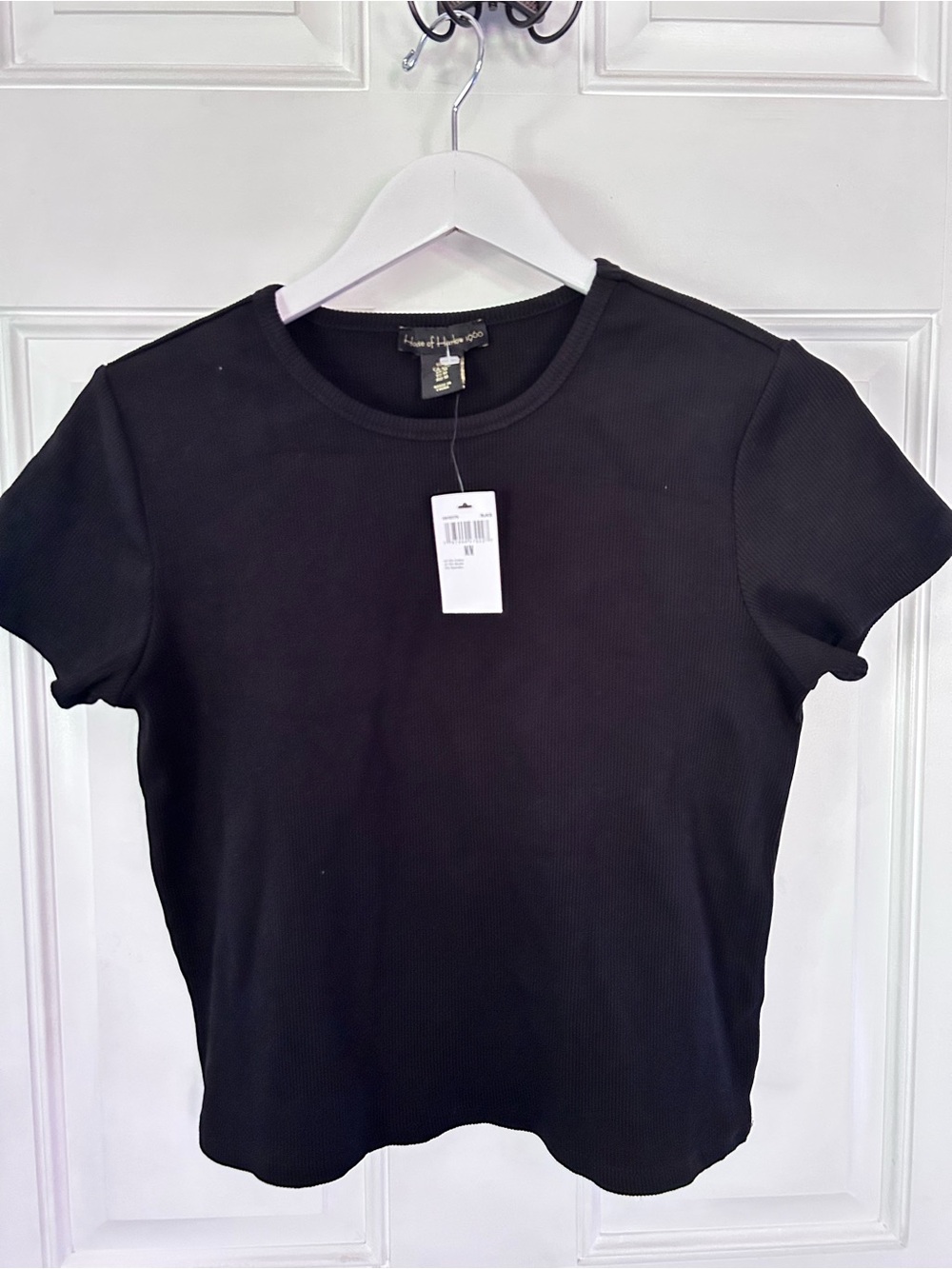 House of Harlow 1960 Black Ribbed Short Sleeve Tee